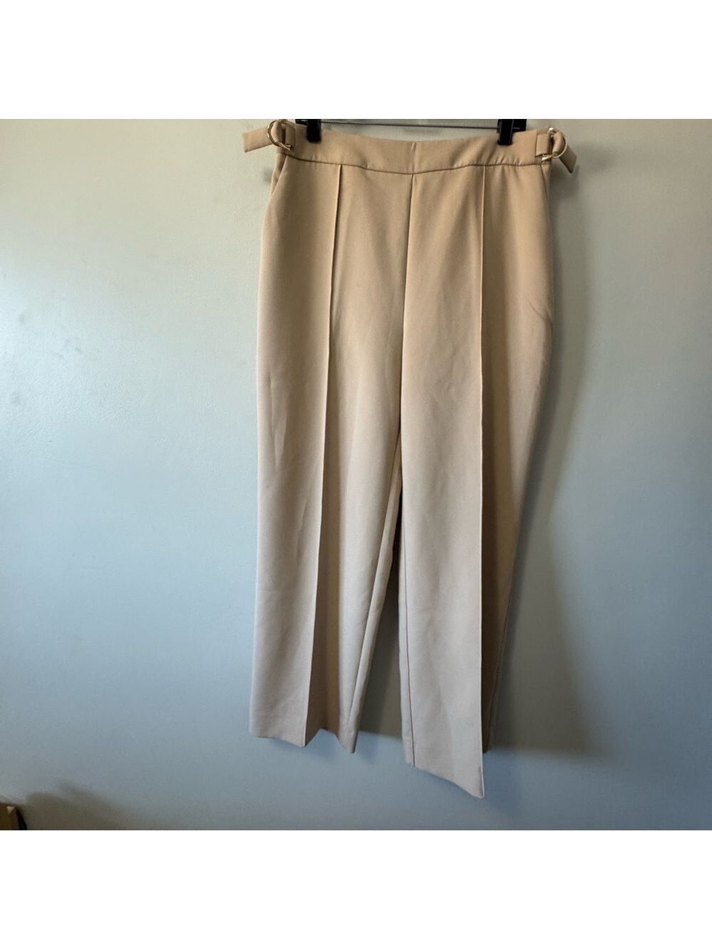 Ever New Melbourne Mila D-Ring Beige Wide-Leg Women's Pants - Picture 4 of 16